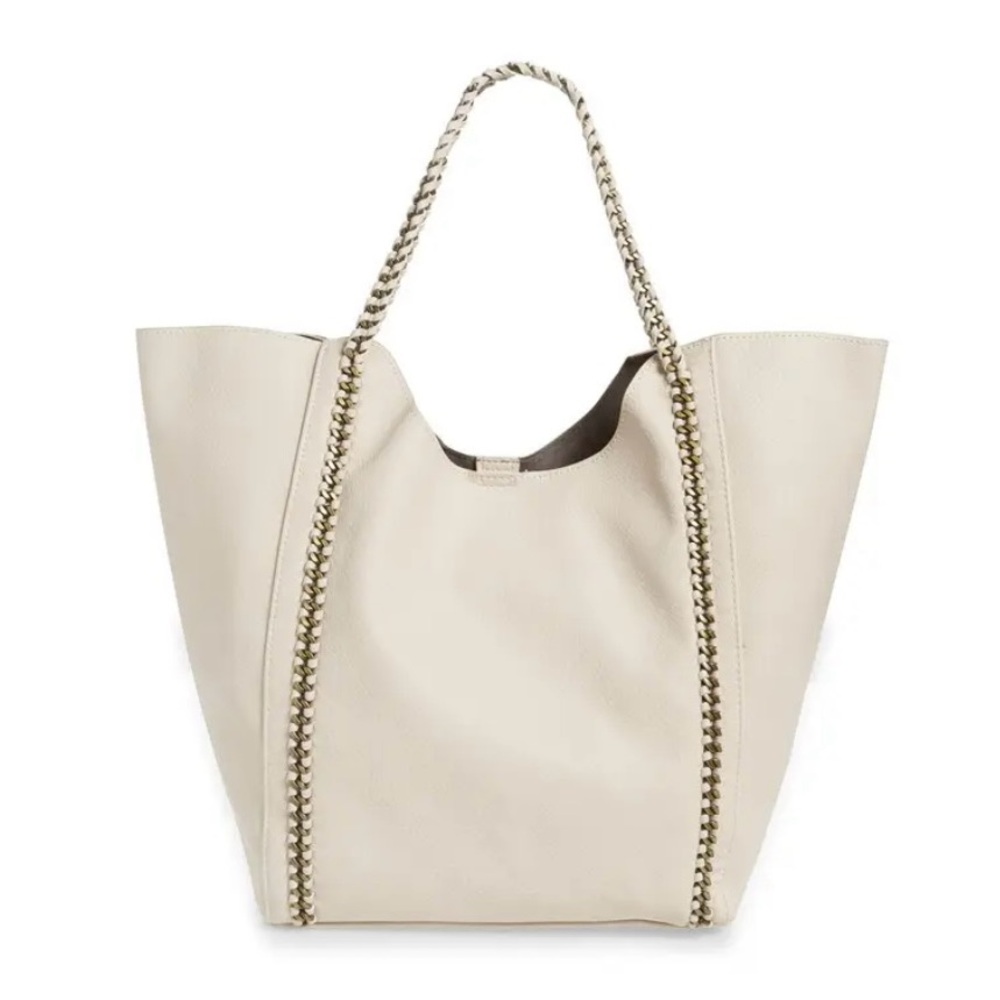 White Faux Leather Shoulder Bag Chain 19in x 14in 9in Drop Boho Purse